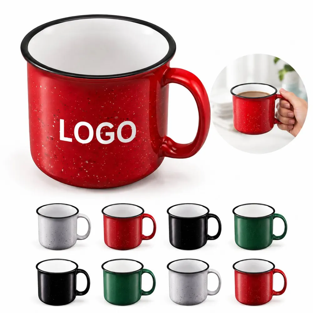 Speckled Ceramic Camping Mug 400ml, Heat-Retaining Outdoor