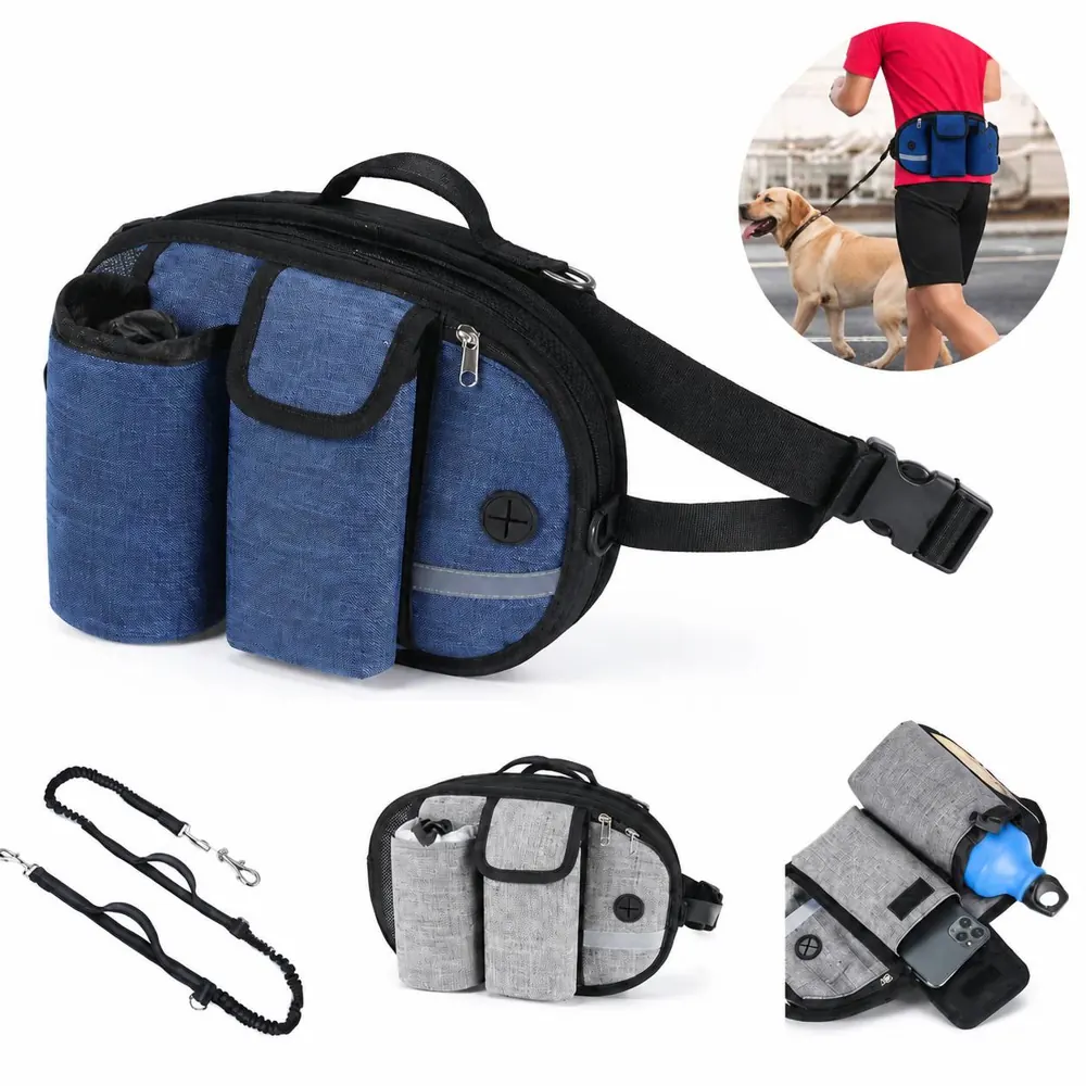 Hands-Free Dog Walking Waist Bag with Leash and Treat Holder 2