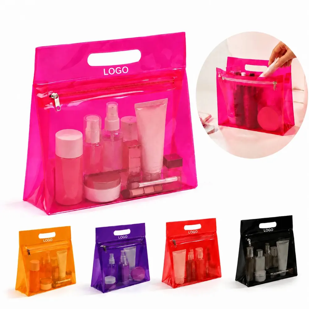 Clear PVC Zipper Cosmetic Bag for Travel Toiletries Storage