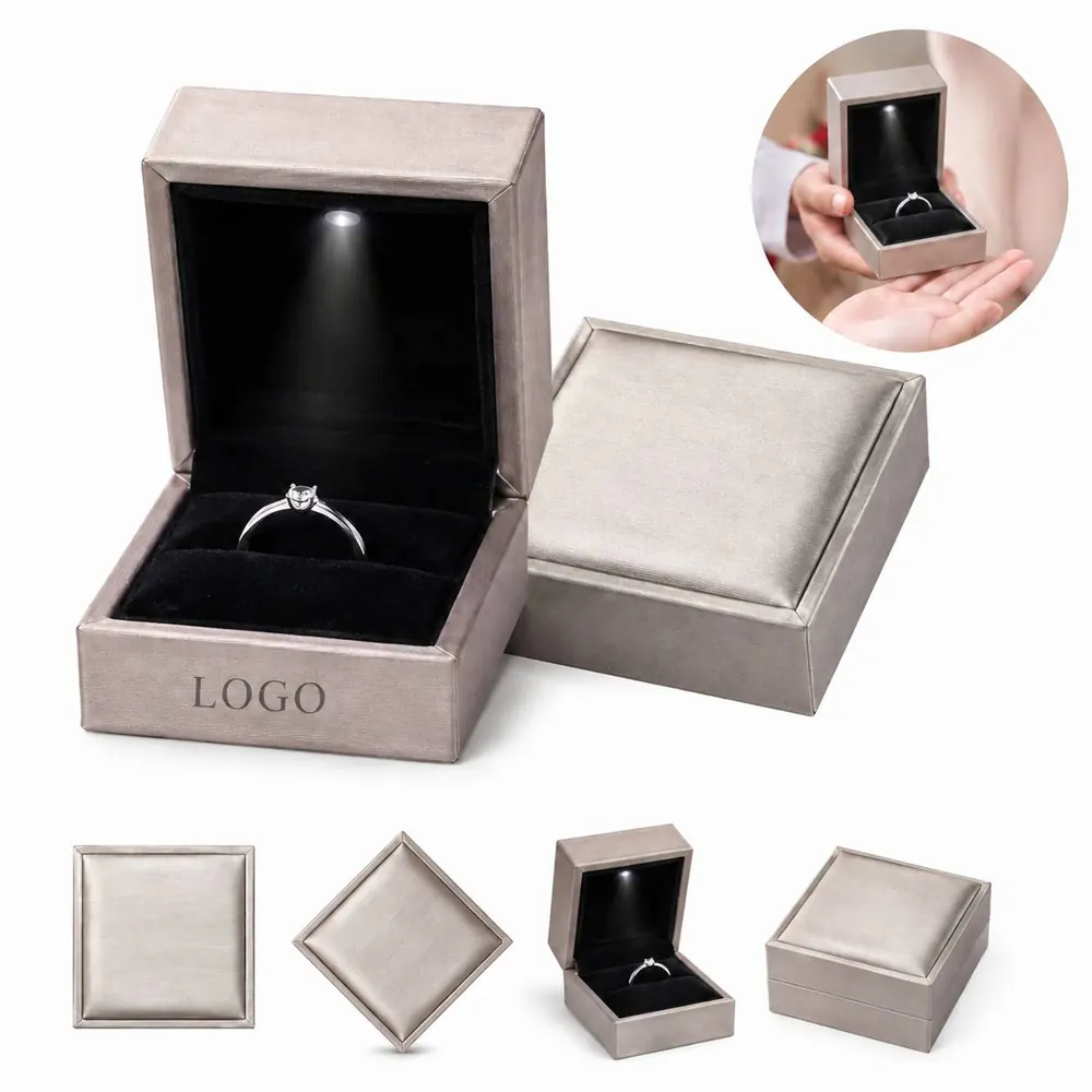 LED Ring Jewelry Box Display Case with Light