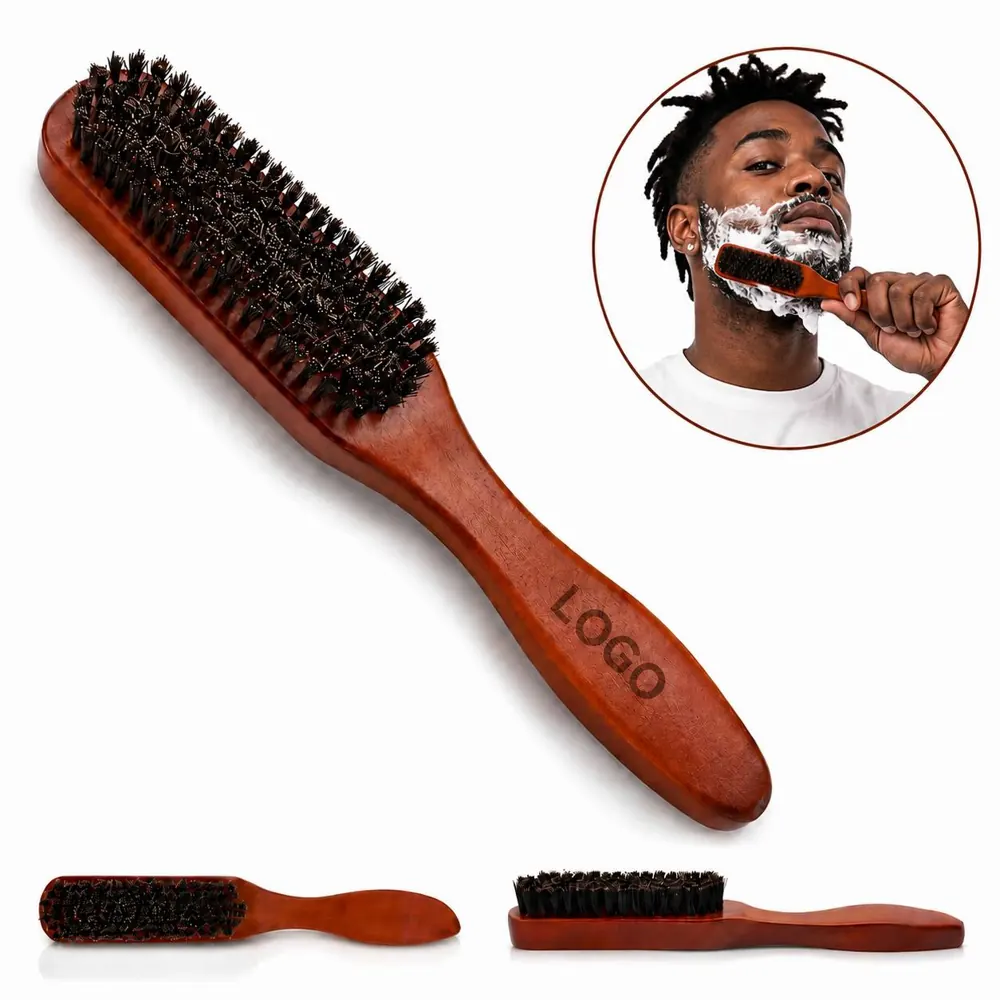 Natural Wood Beard Brush for Men, Ergonomic Grooming Tool