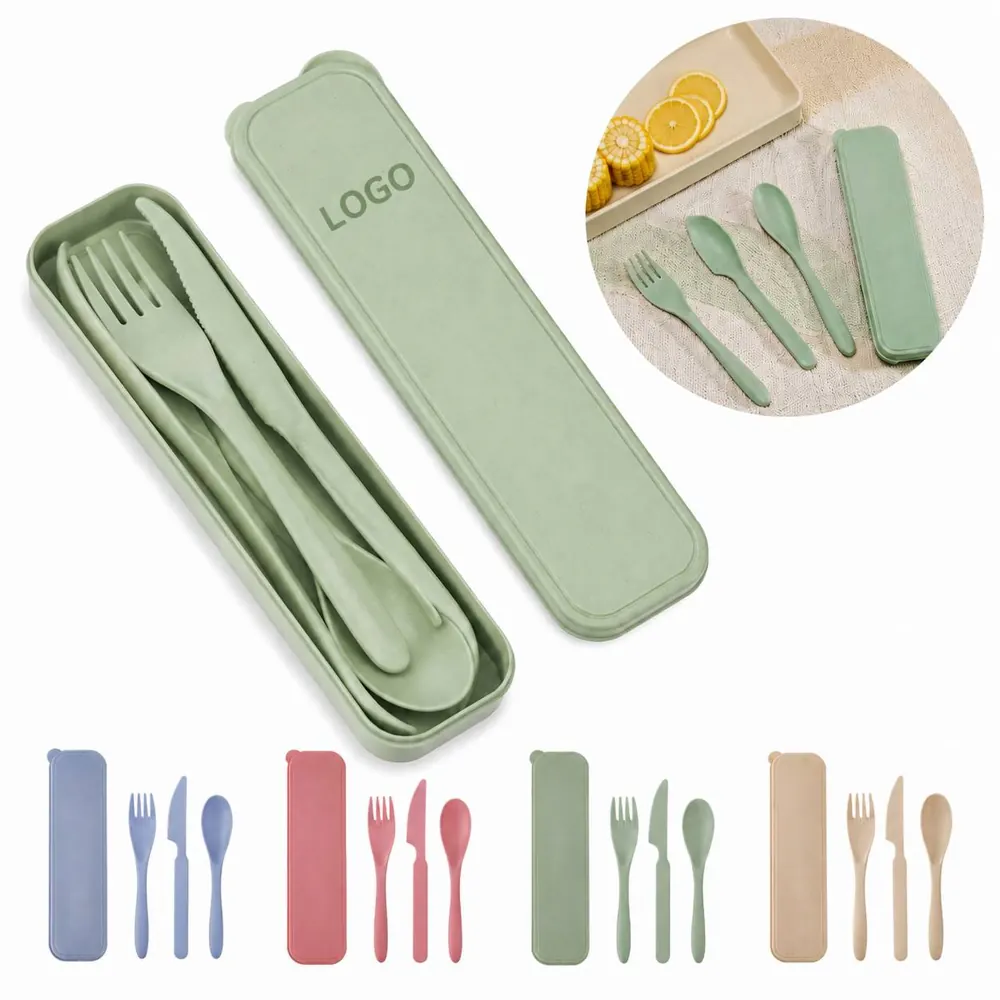 Eco Wheat Straw Cutlery Set 3-Piece Portable Reusable