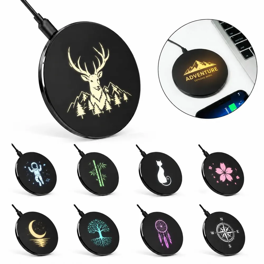 Custom Glow Logo Wireless Charger for Qi-Enabled Devices 2