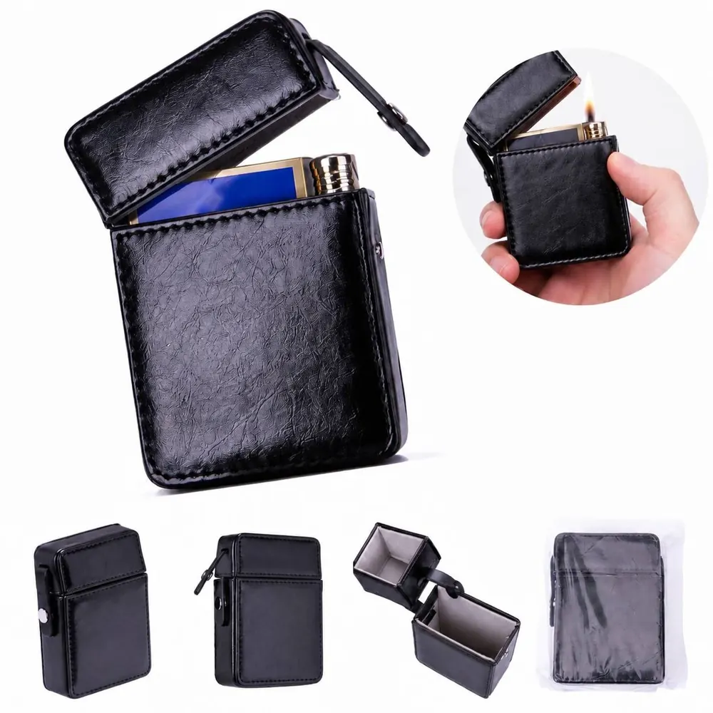 25-Slot PU Cigarette Case with Lighter Holder 2
