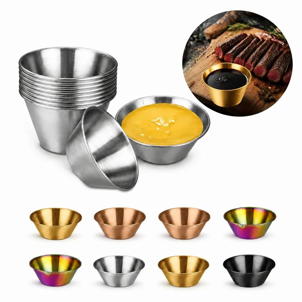 Stainless Steel Sauce Cups for Condiments & Dips 2