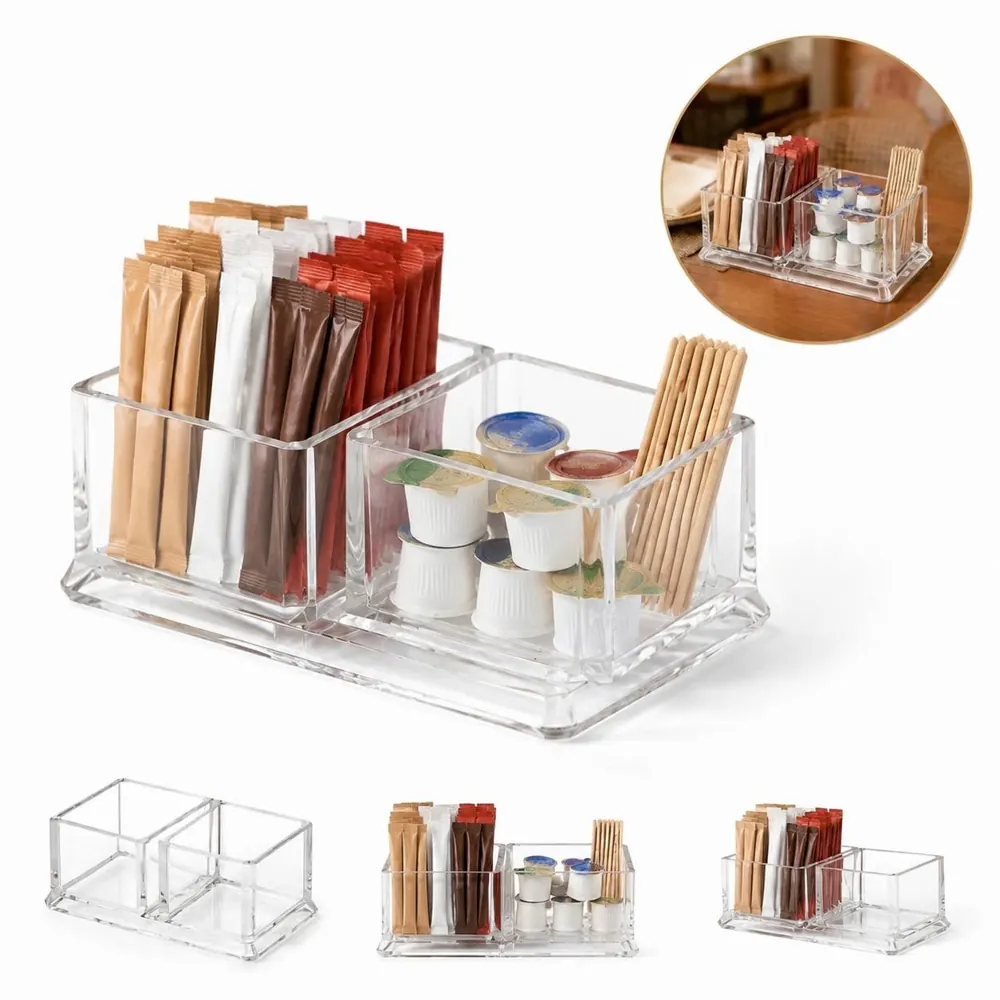 Acrylic Tea Bag Organizer with 3 Compartments for Kitchen 2