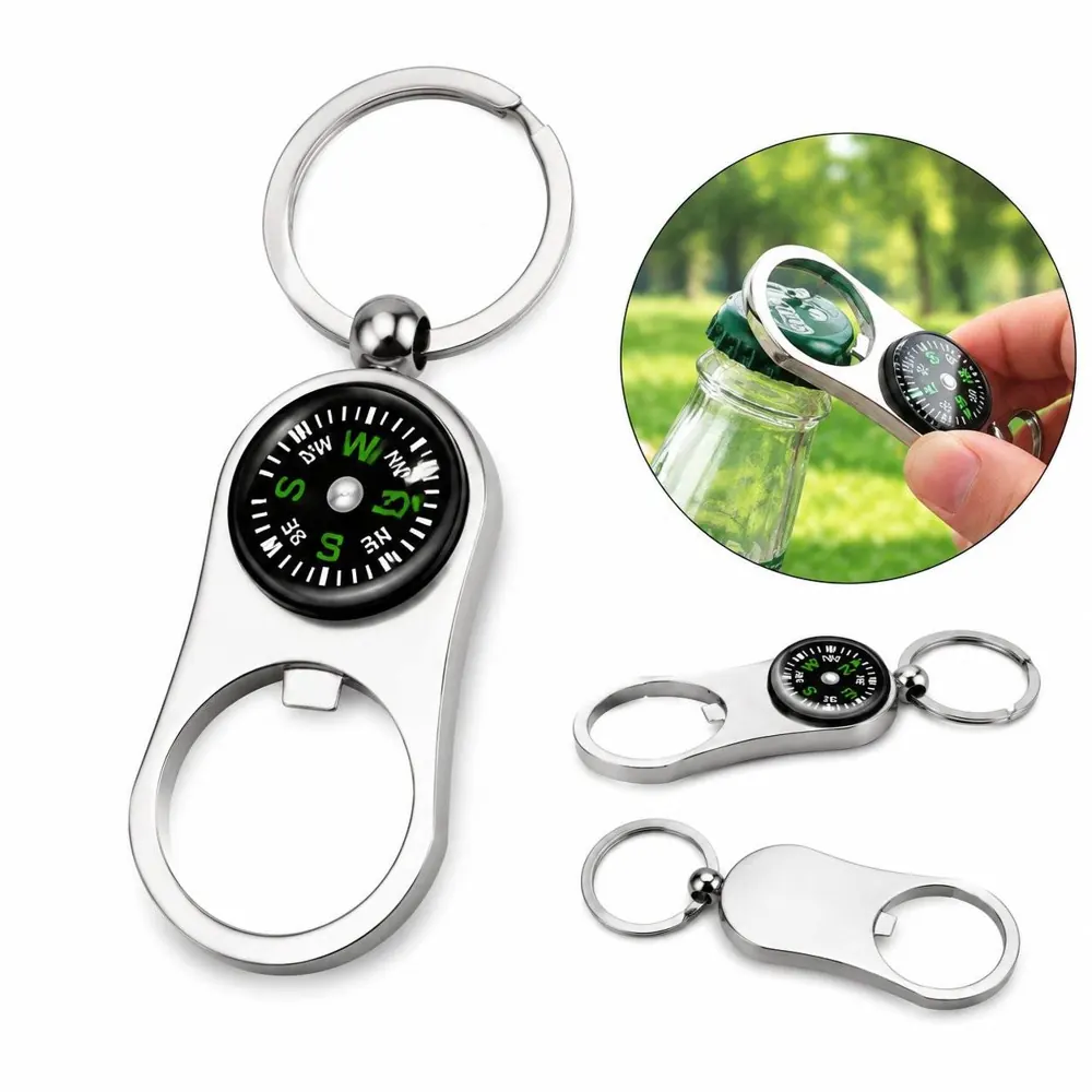 Compass Bottle Opener Keychain, Metal Multi-Tool for Outdoor 2