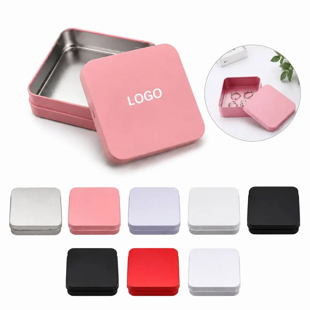 Sturdy Metal Square Tin Condom Carrying Case with Secure