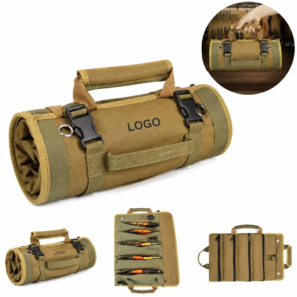 Durable Oxford Roll-Up Tool Bag Organizer with Multiple