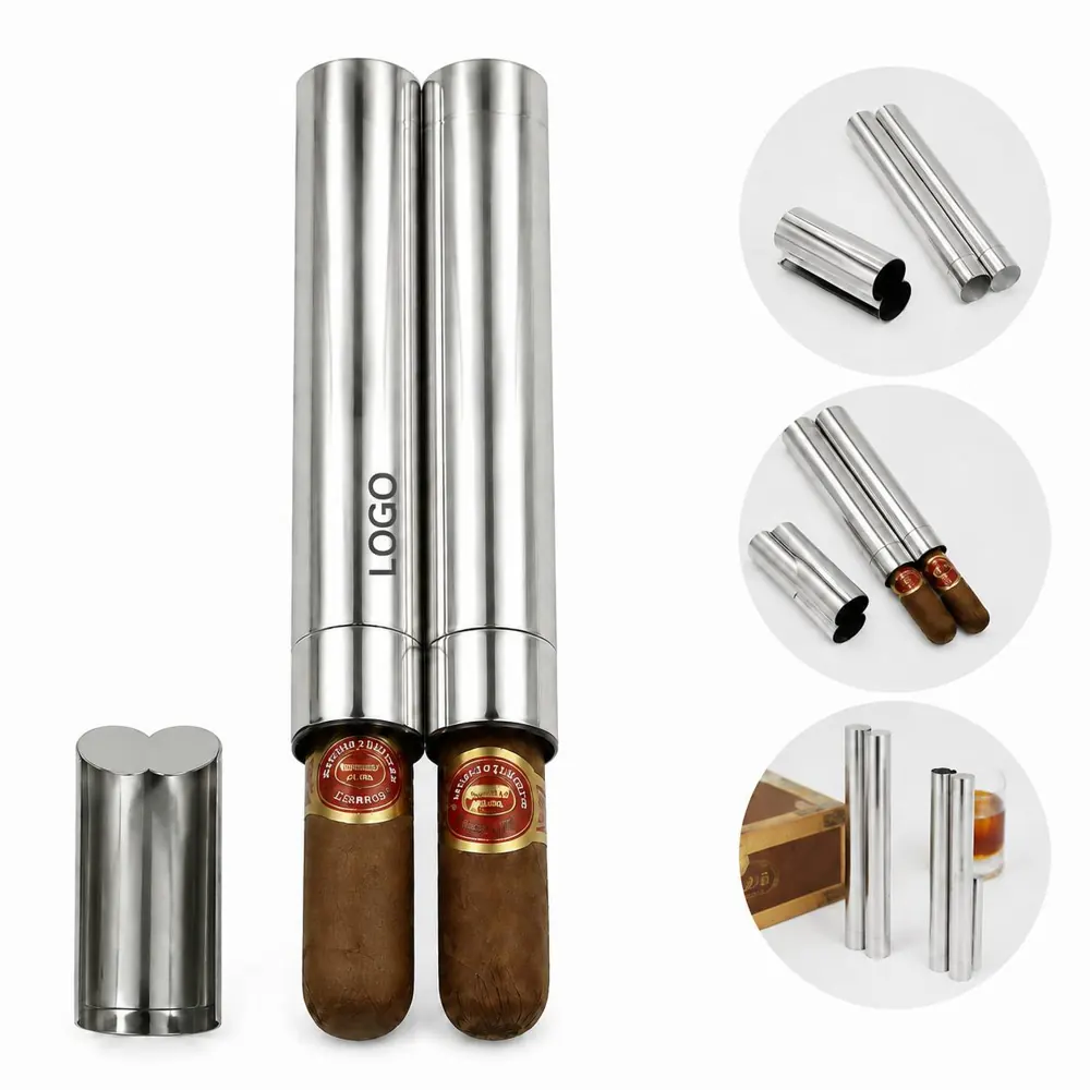 Airtight Stainless Steel Cigar Tube Travel Case Protector