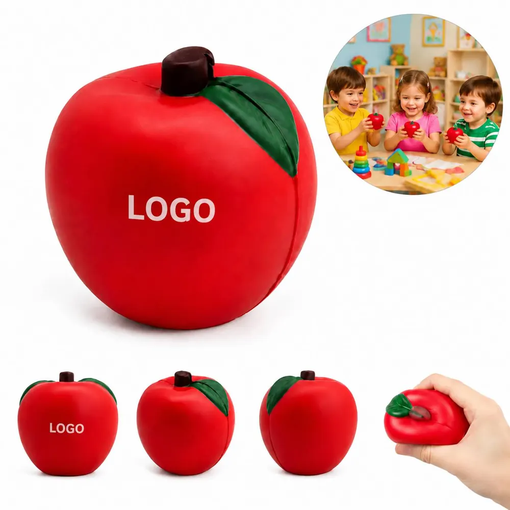 PU Foam Apple Stress Ball Squeeze Toy for Anxiety Relief