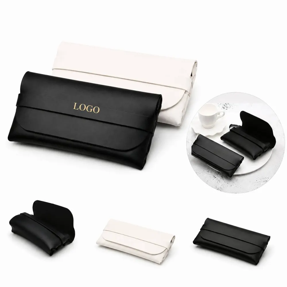PVC Leather Sunglasses Case with Secure Snap Button