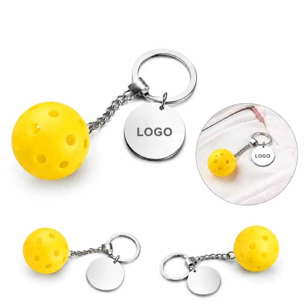6-Color Pickleball Keychain Set with Miniature Ball