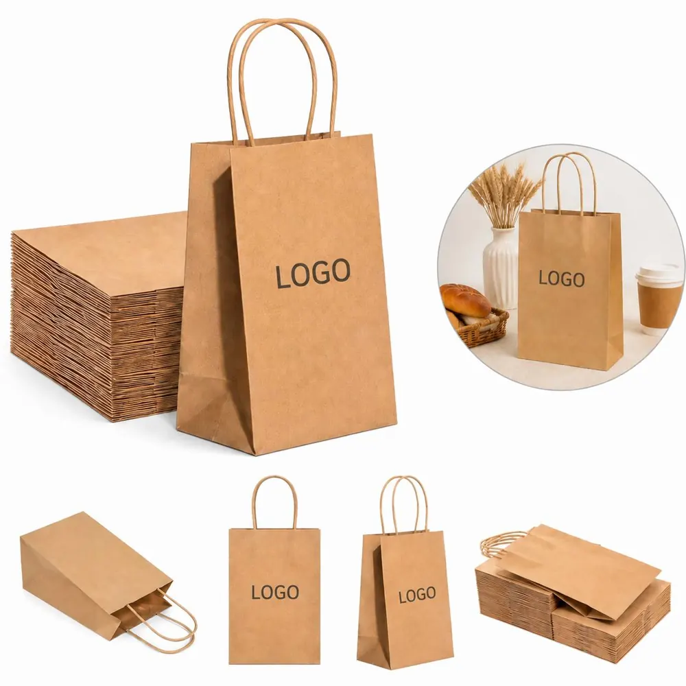 Eco Kraft Paper Gift Bag with Sturdy Handles for Retail