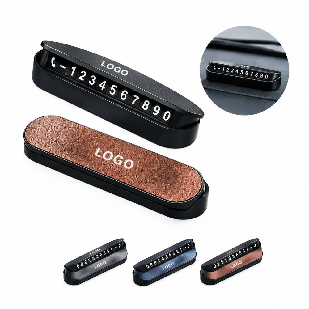 Car Luminous Leather Parking Number Plate