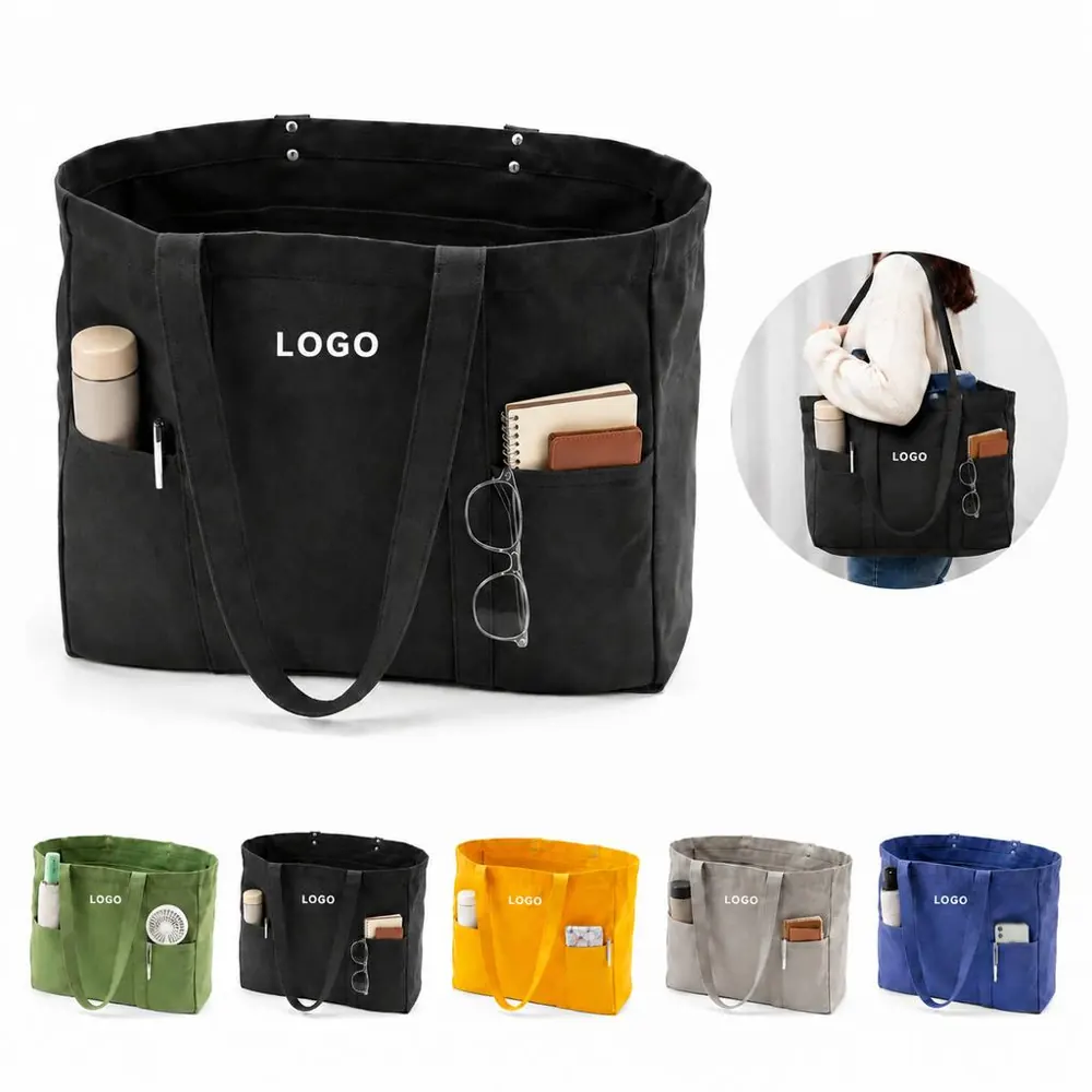Large Canvas Shoulder Tote for Daily Commute and Shopping
