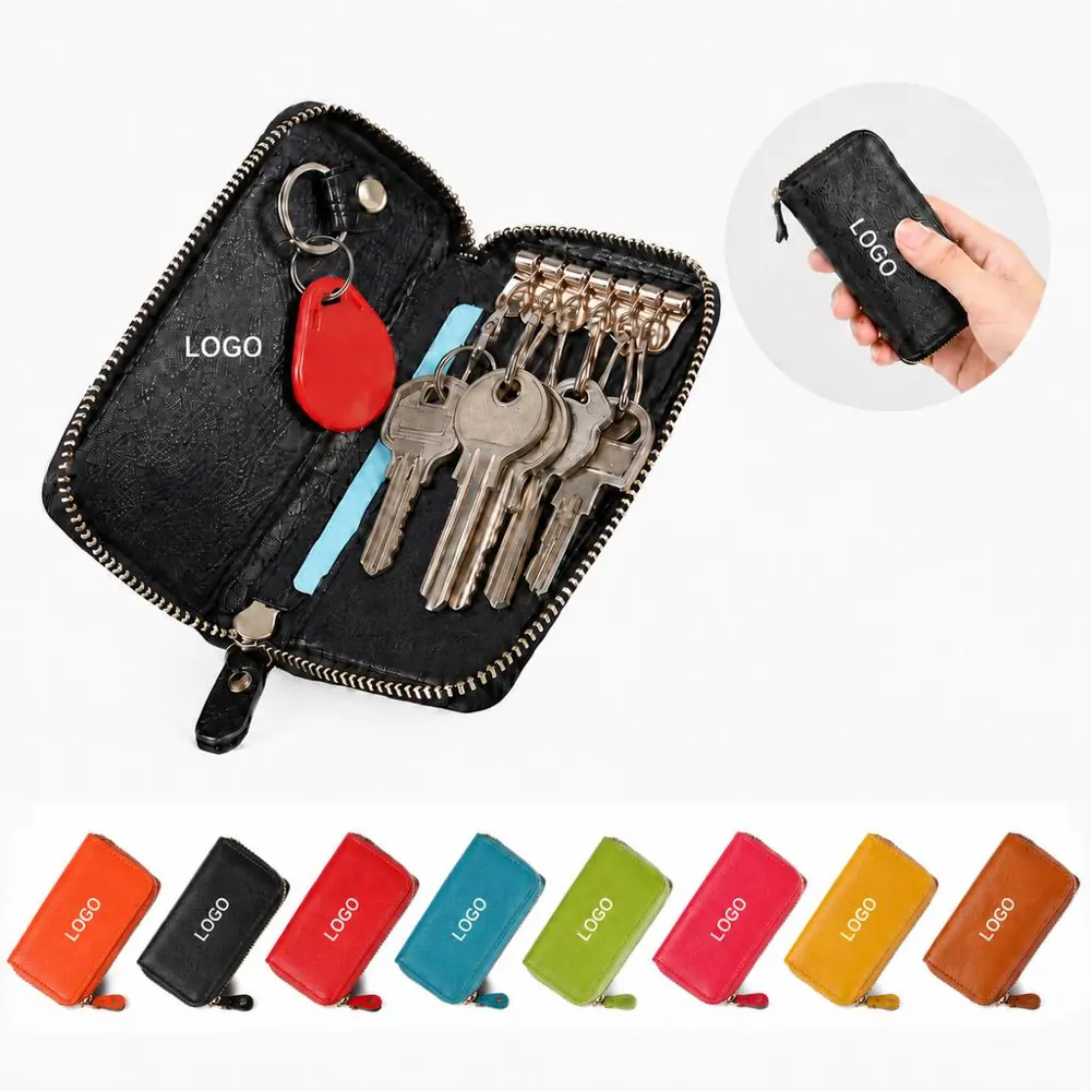 Car Key Case in Faux Leather with Snap Closure