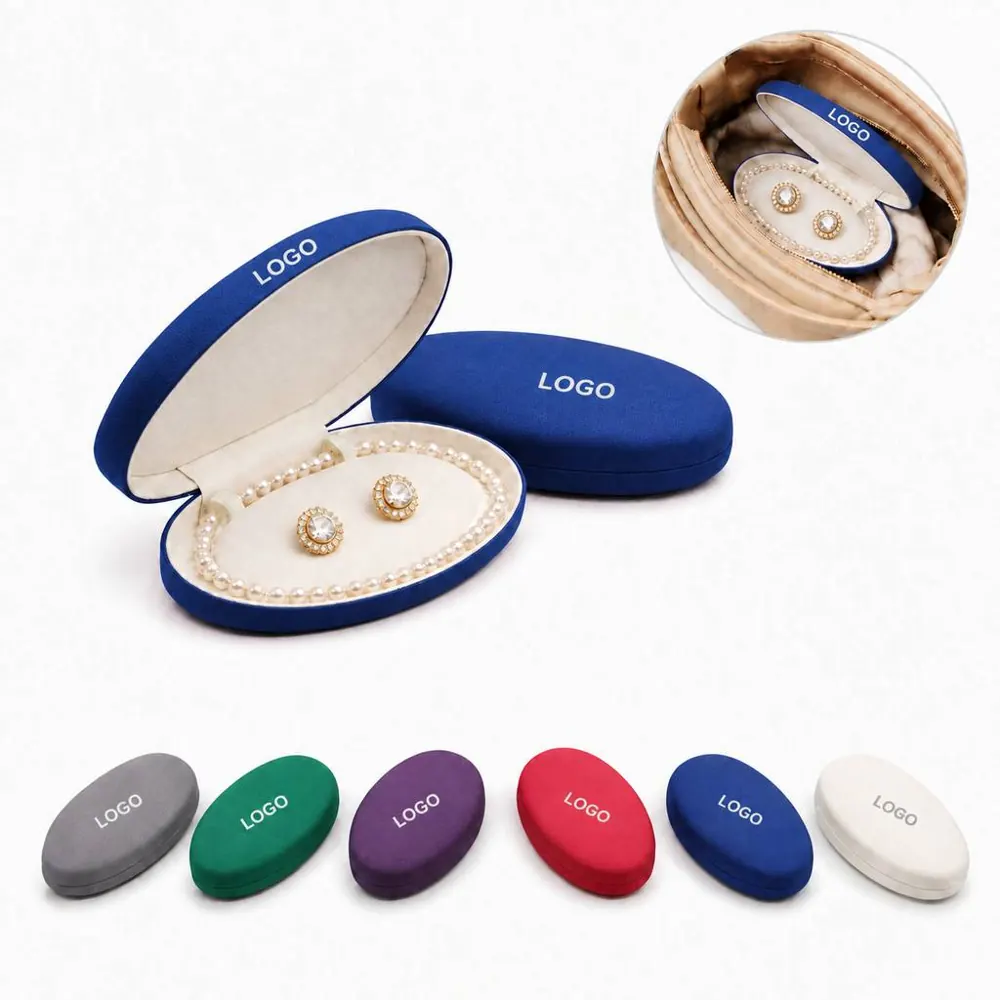 Oval Pearl Necklace Storage Case with Soft Lining
