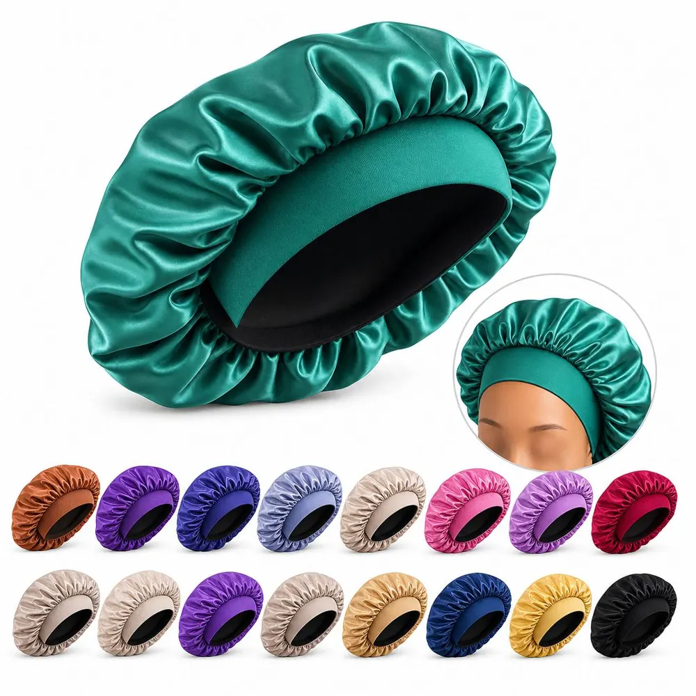 Adjustable Silk Sleep Bonnet for Curly Hair Protection 2