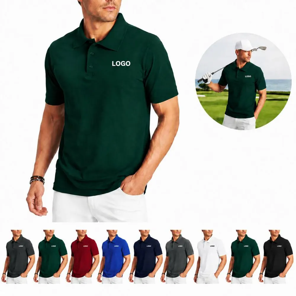 Men's Short Sleeve Cotton Blend Polo Shirt Breathable