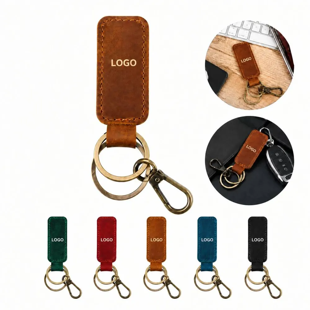 Natural Leather Keychain Durable Compact for Daily Use