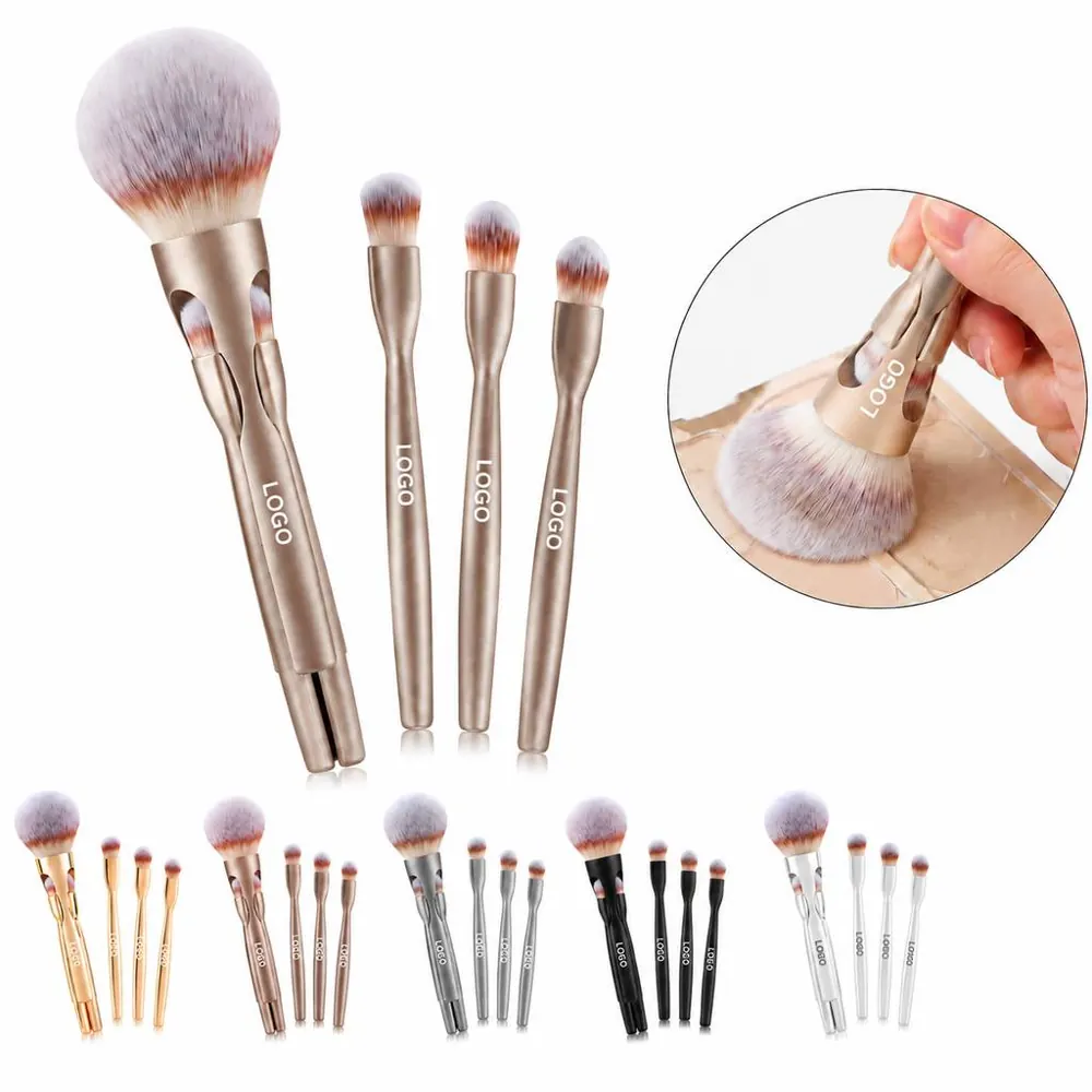 Soft Synthetic Bristle Cosmetic Brush Kit with Portable Case