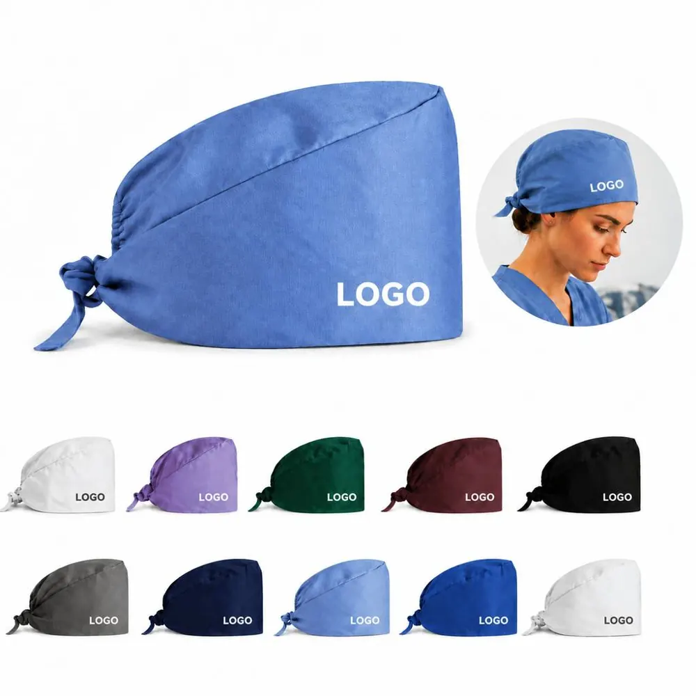 Adjustable White Surgical Scrub Cap for Nurses