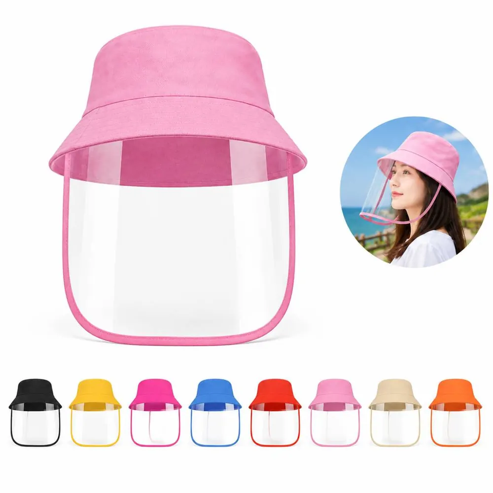 Detachable Face Shield Bucket Hat Breathable Sun Protection 2