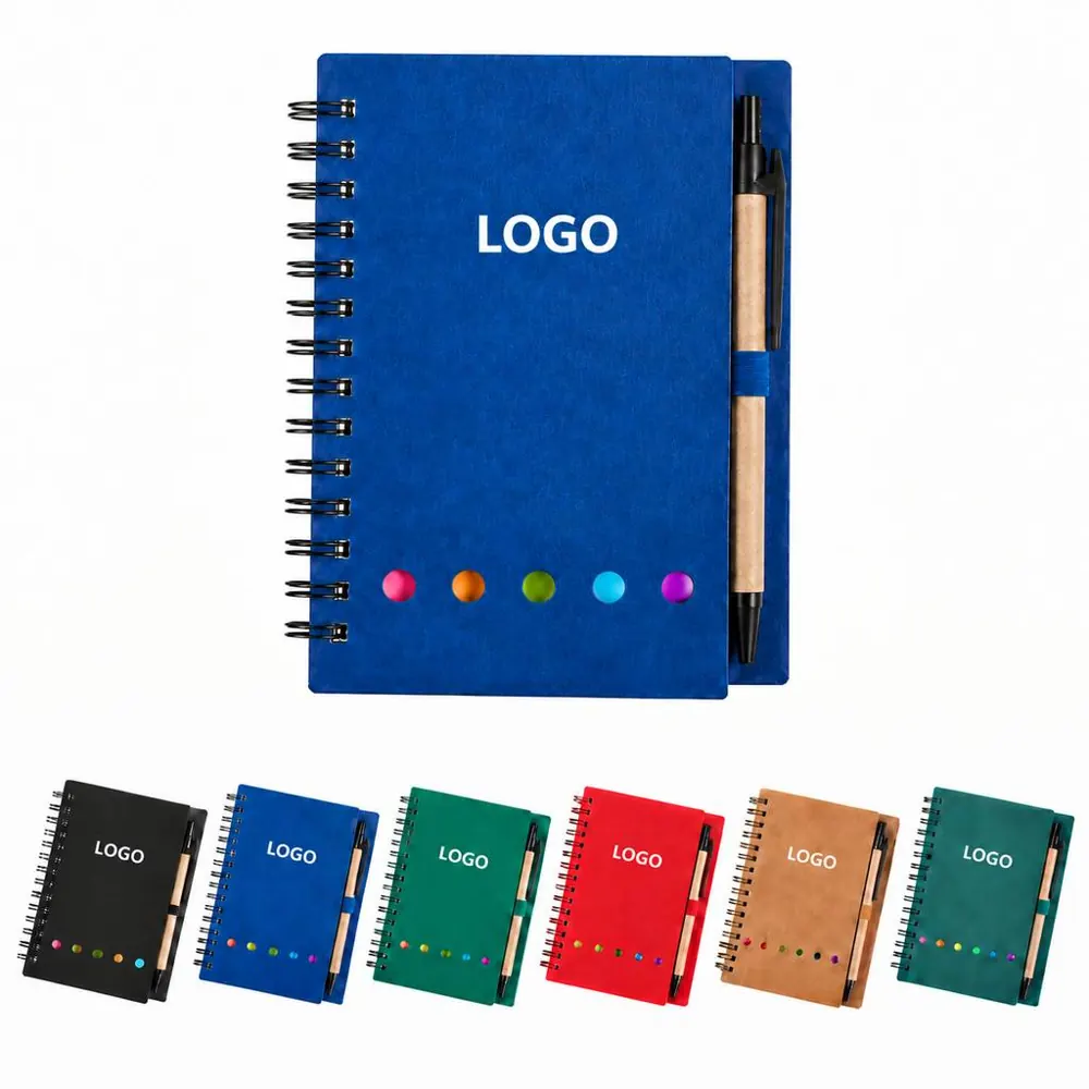 Compact Spiral Bound Notebook with Matching Pen for Notes
