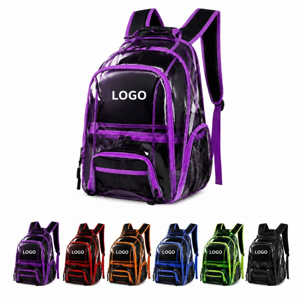 Transparent PVC Backpack with Zipper Closure