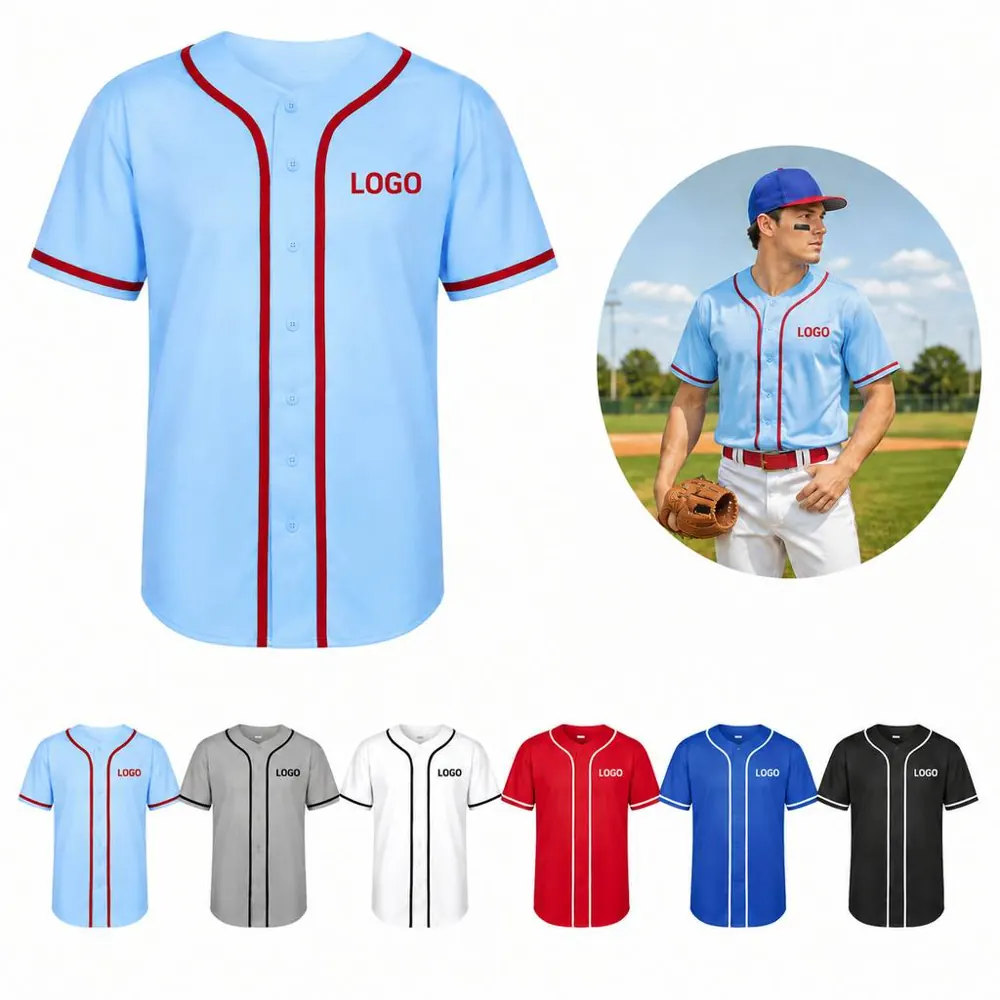 Personalized Moisture-Wicking Button-Up Baseball Jersey