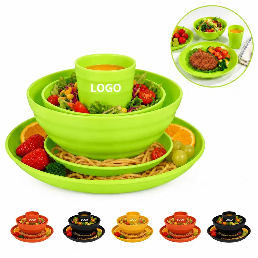 Reusable Plastic Dinnerware Set for Meals Picnics Parties