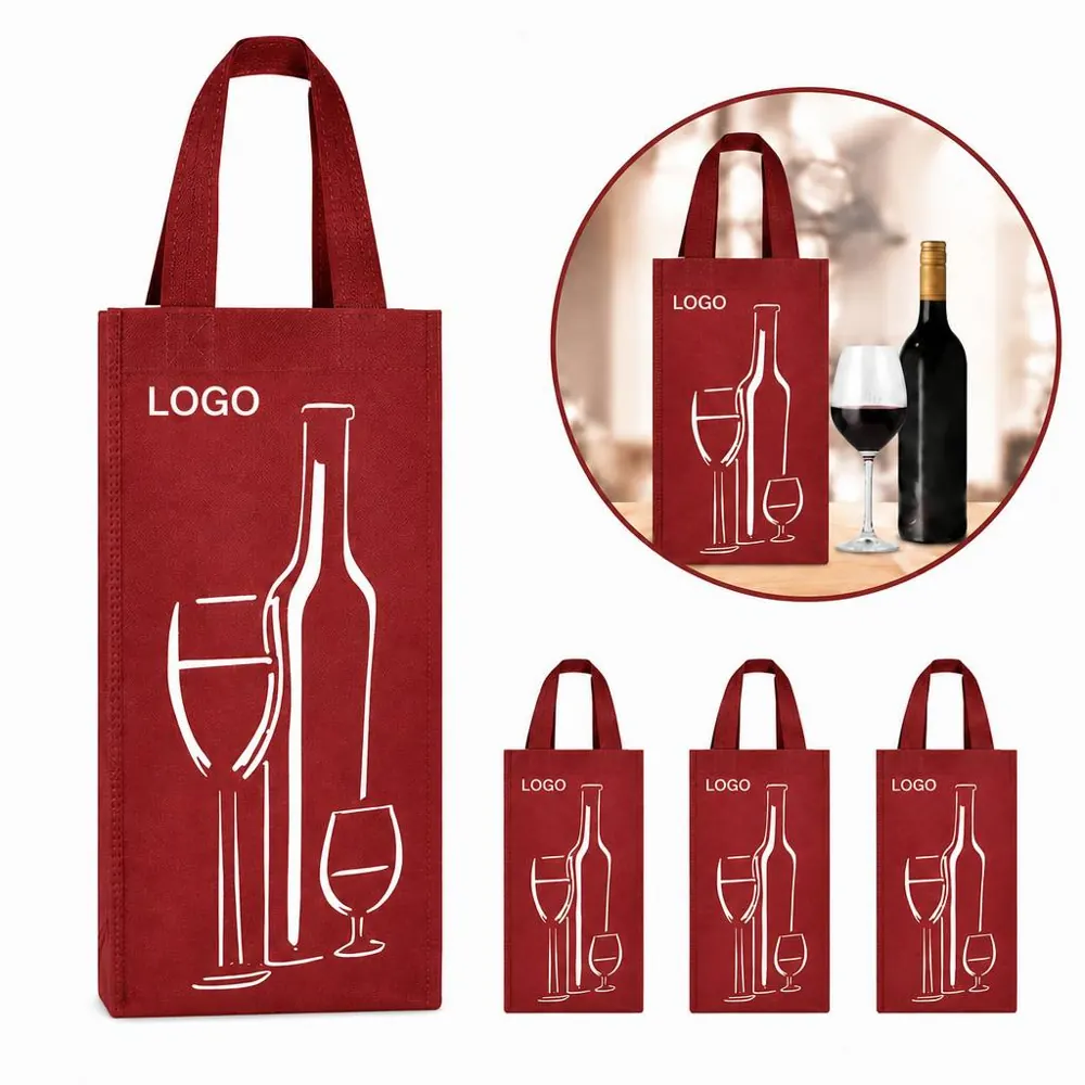 Reusable Non-Woven Wine Carrier for 2 Bottles