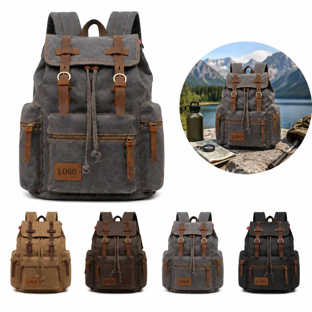 15.6-Inch Canvas Rucksack for Laptop and Daily Commute