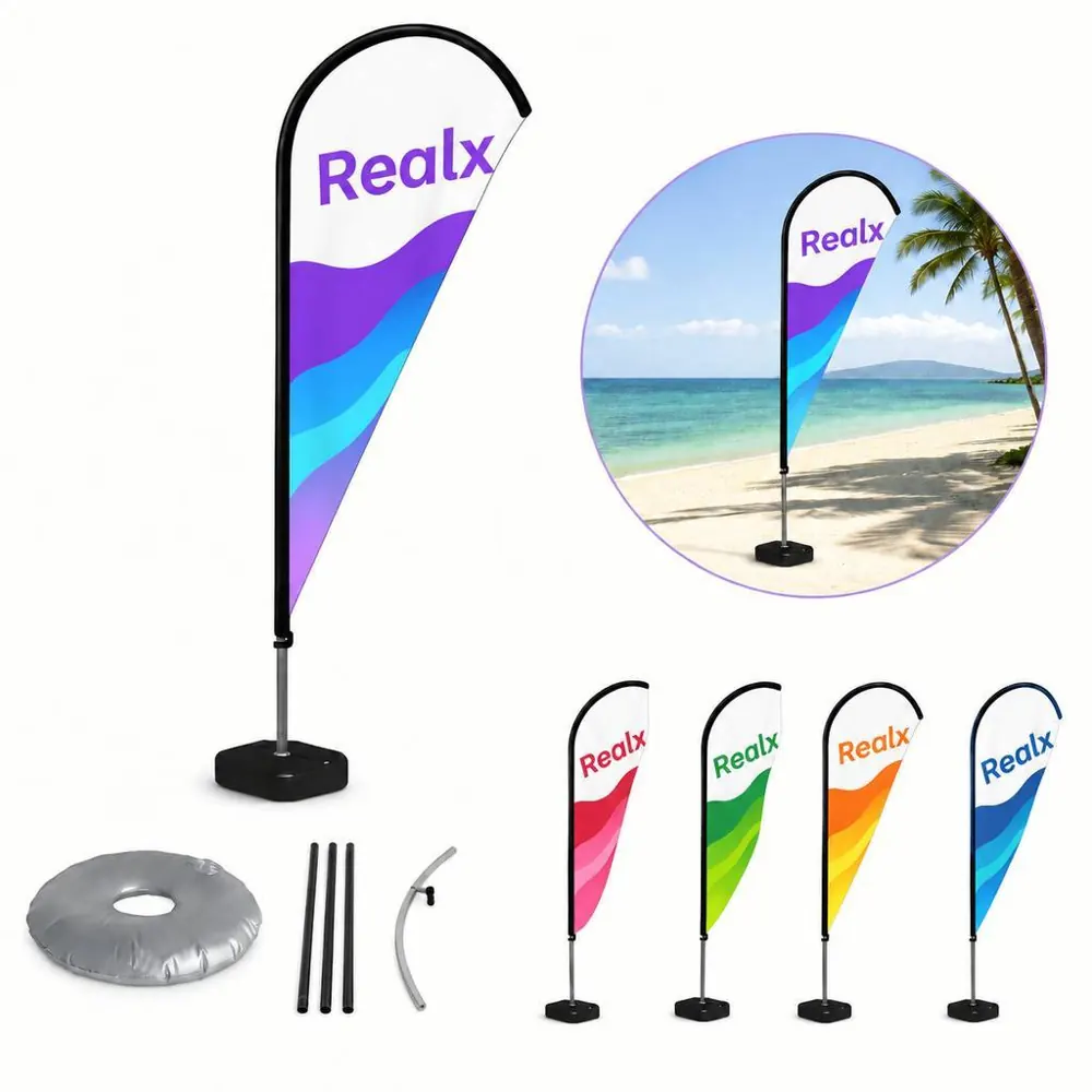 11ft Custom Double-Sided Feather Flag Kit with Cross Base 2