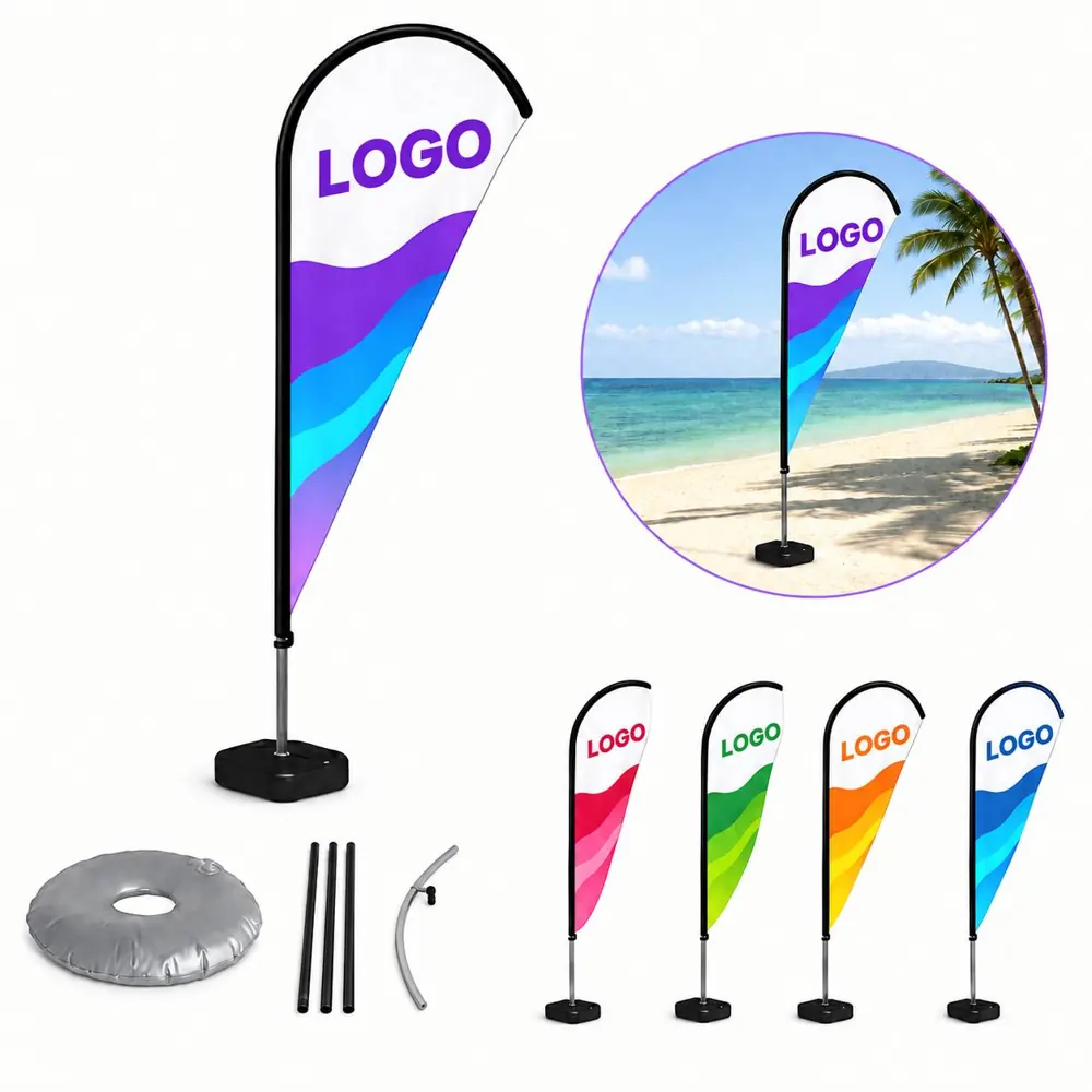 11ft Custom Double-Sided Feather Flag Kit with Cross Base