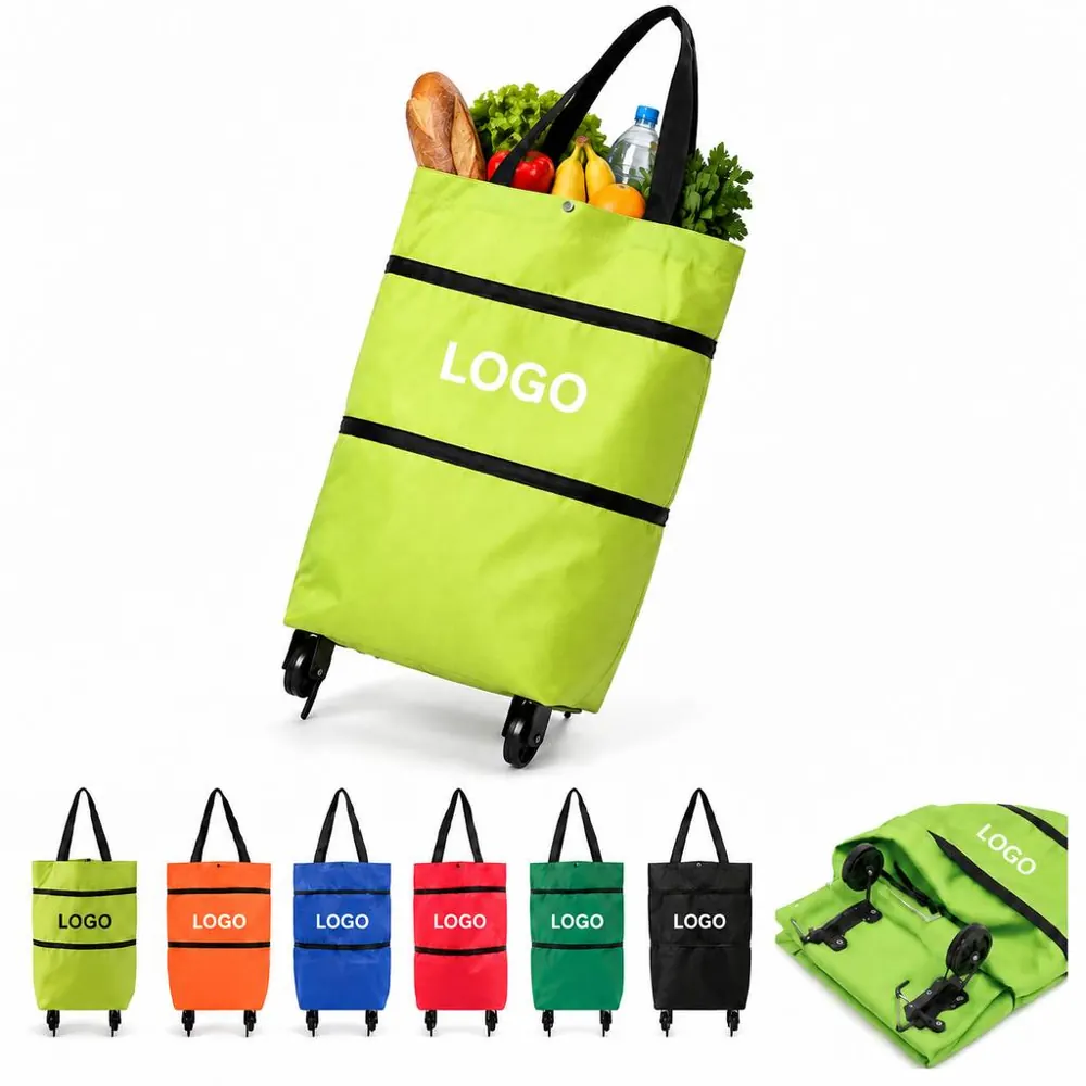 Collapsible Rolling Grocery Tote with Telescopic Handle
