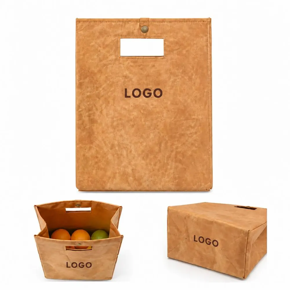 Foldable Insulated Lunch Carrier Bag Water-Resistant Tyvek