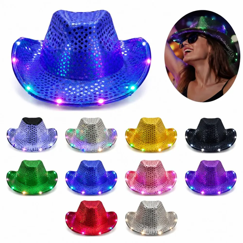 Light-Up Sequin Cowboy Hat with Adjustable Fit 2