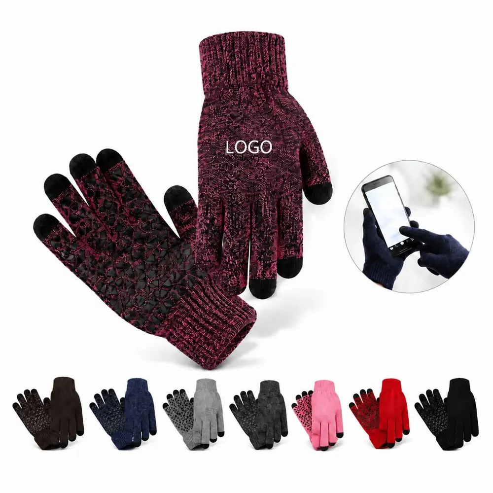 Touch Screen Knit Gloves with Non-Slip Palm
