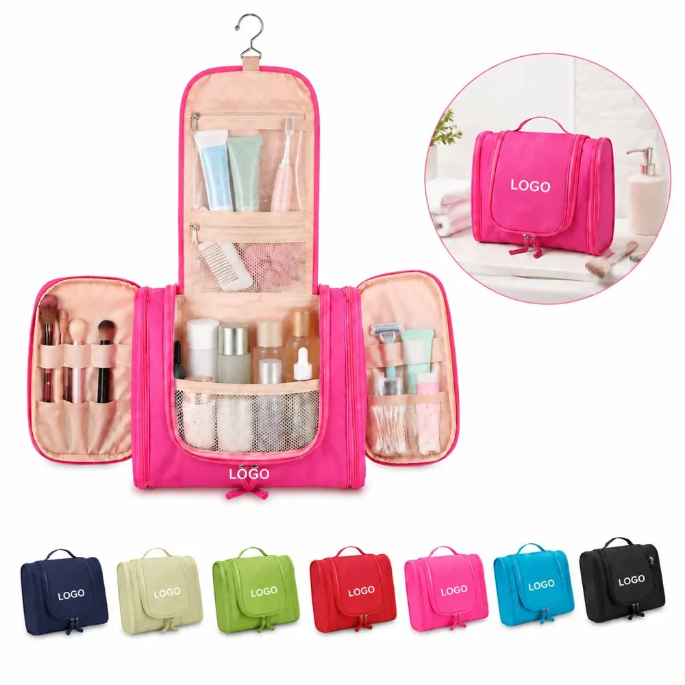 Compact Travel Toiletry Organizer with Water-Resistant Zip