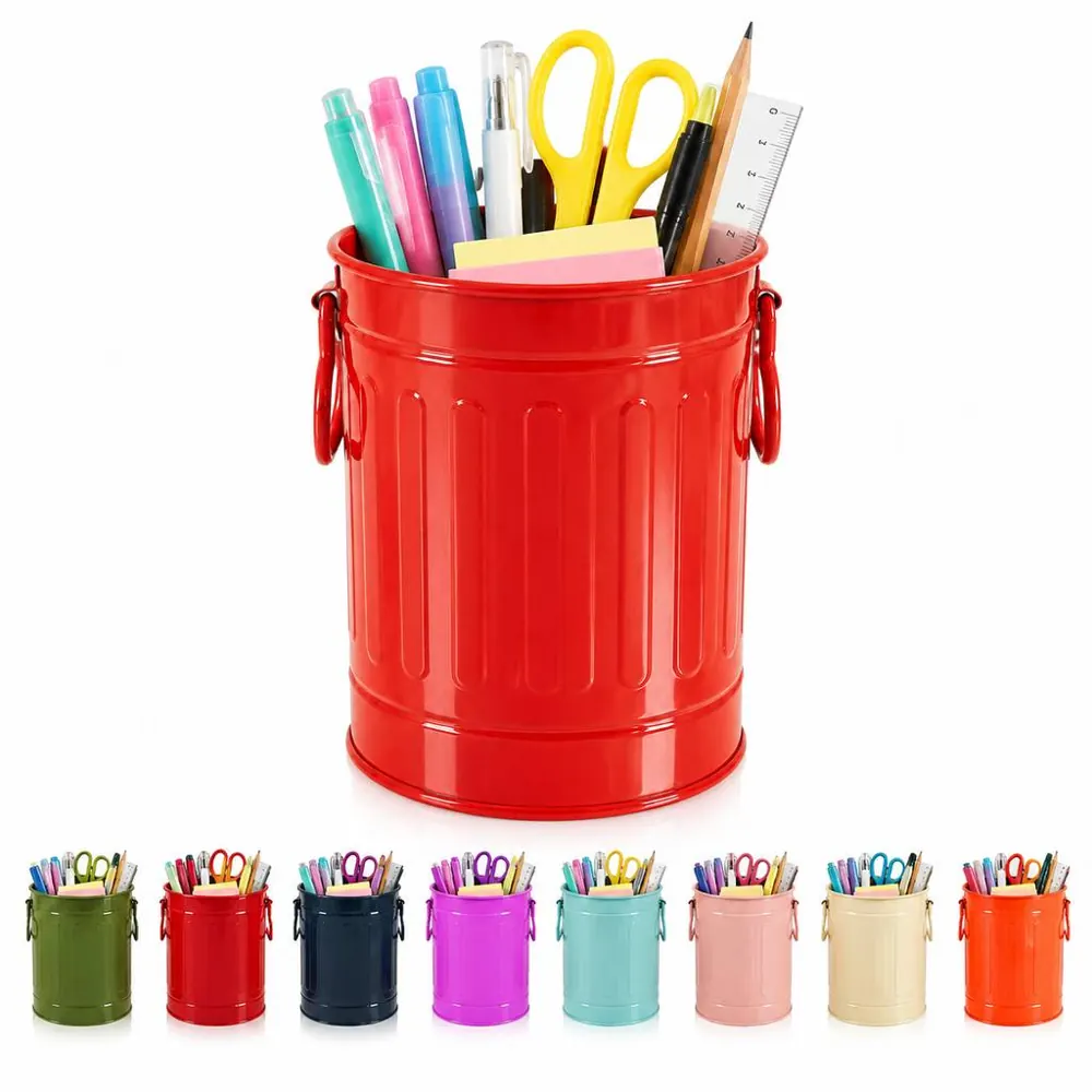 Portable Metal Pen Organizer with Handle for Desk Storage 2