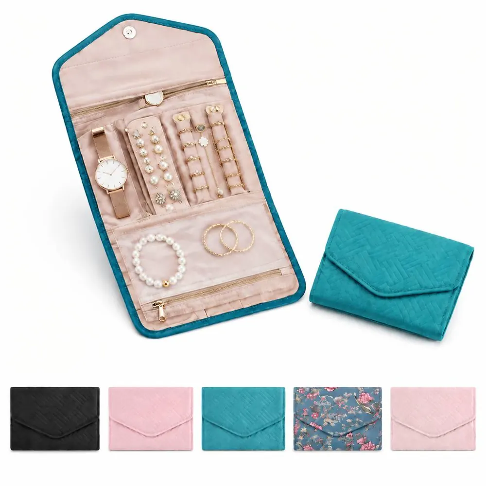 Compact Travel Jewelry Case with Padded Compartments 2