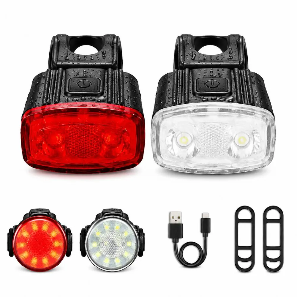 USB Rechargeable Bicycle Headlight Taillight Combo 2