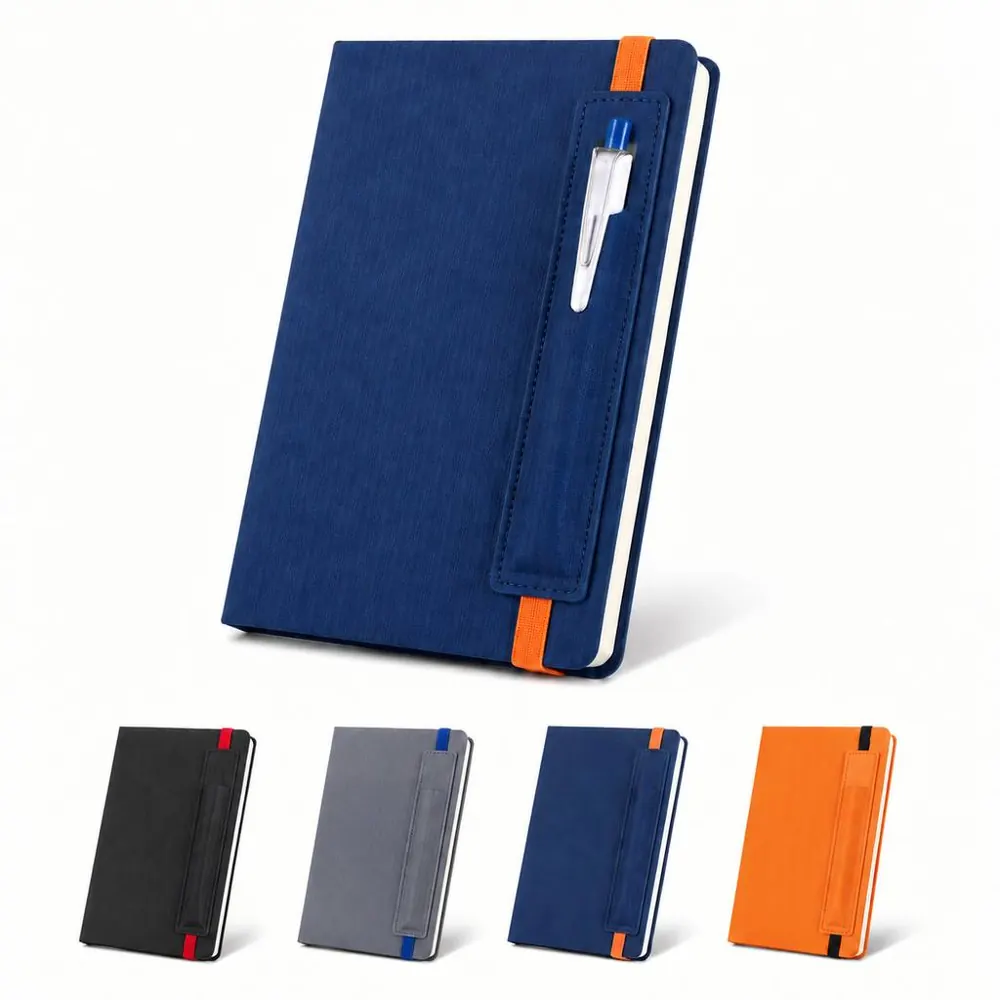 A5 Leather Notebook with Pen Holder and Elastic Closure 2
