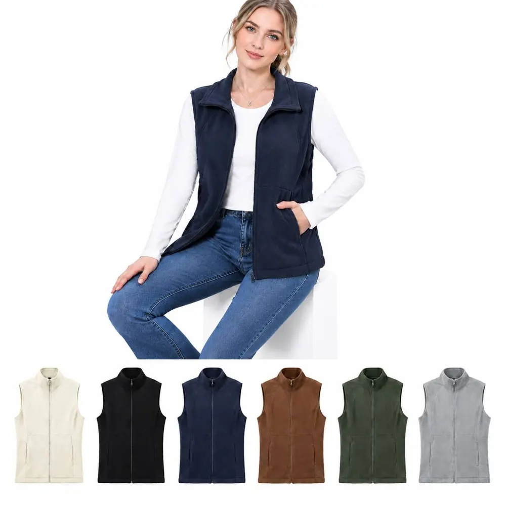 Women's Sleeveless Open Front Fleece Vest for Layering 2