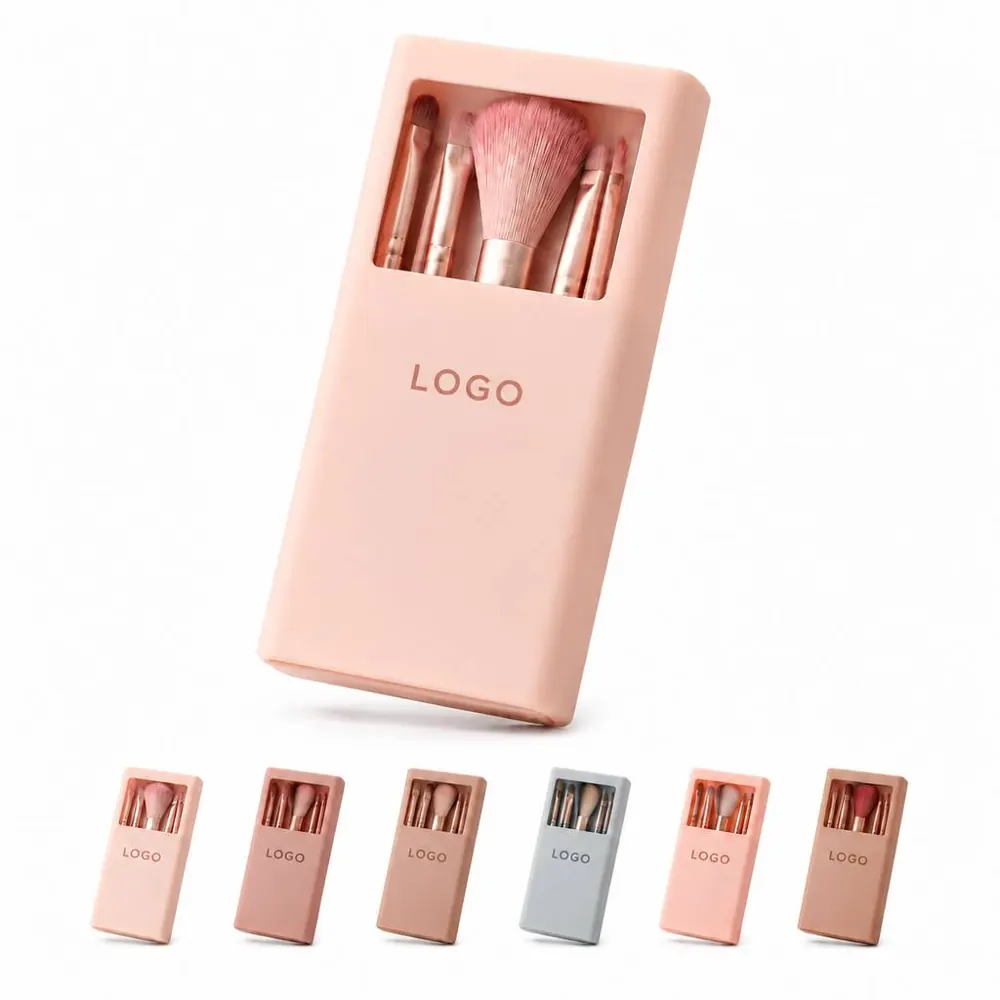 Compact Travel Makeup Brush Kit with Soft Synthetic Bristles