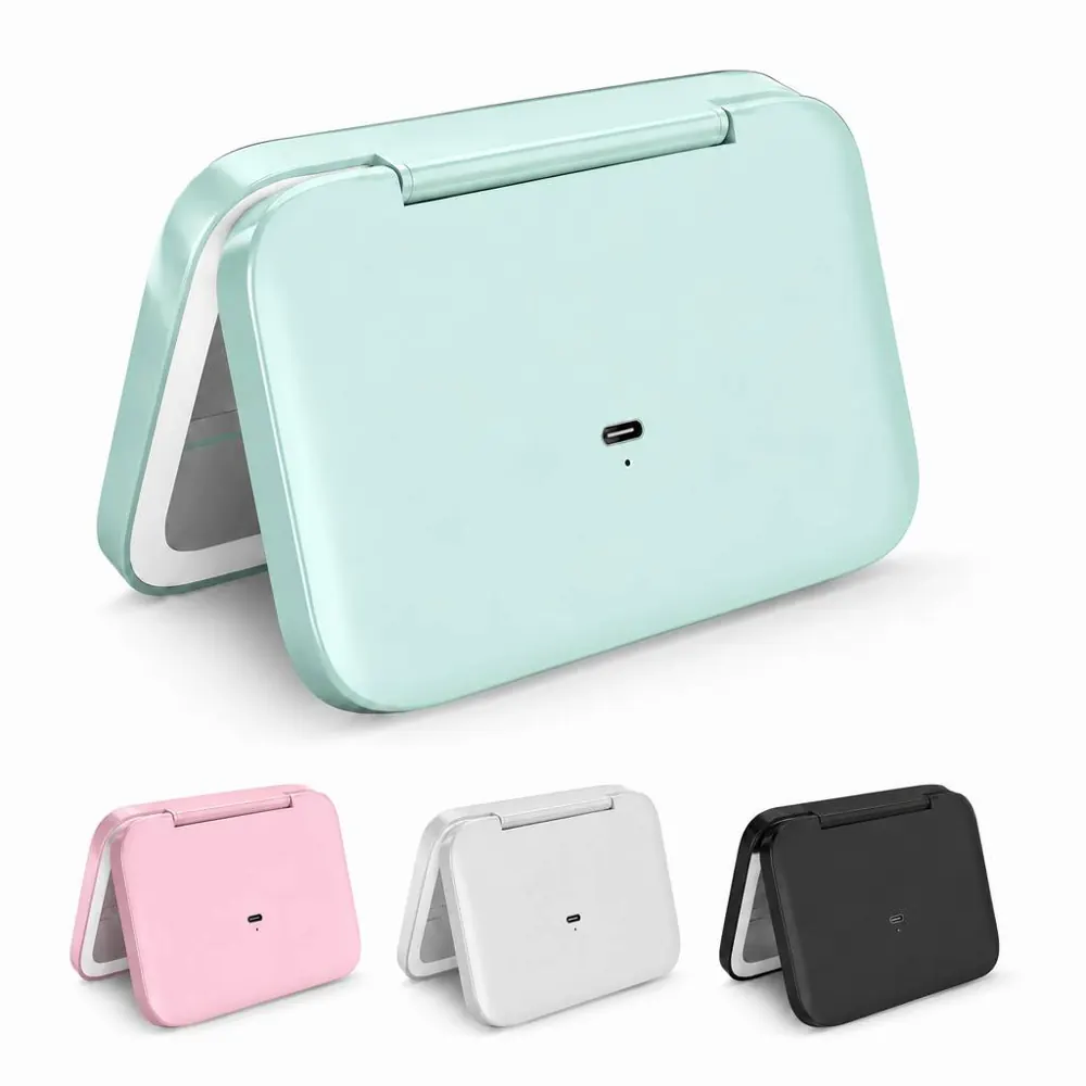Compact Travel Makeup Mirror with Rechargeable LED Lights 2