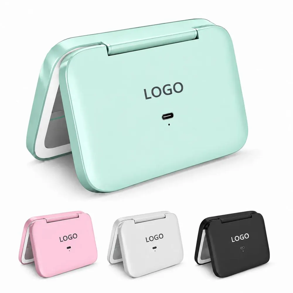 Compact Travel Makeup Mirror with Rechargeable LED Lights