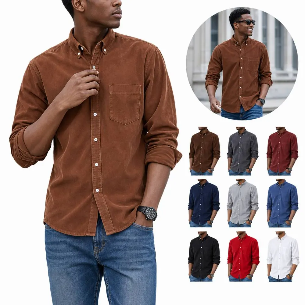 Men's Cotton Blend Button-Down Collar Shirt Regular Fit 2